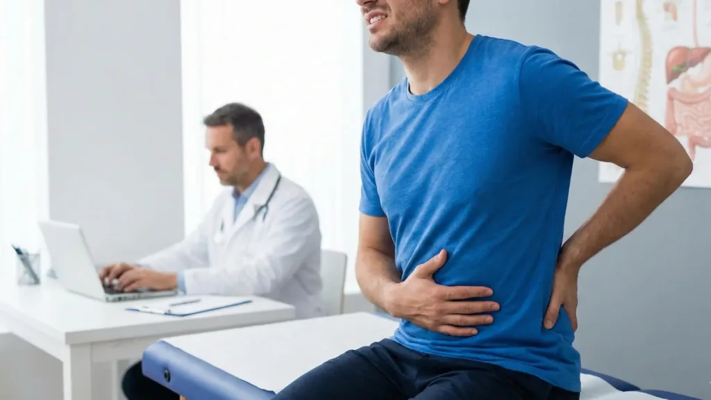 low back pain and stomach pain