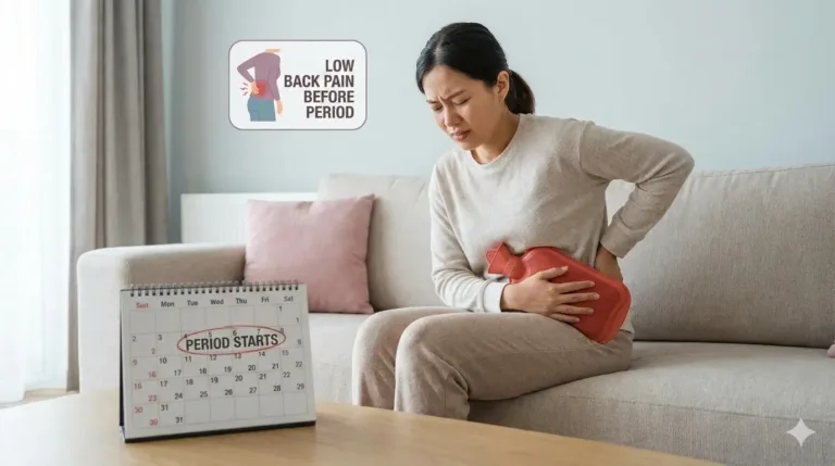 low back pain before period