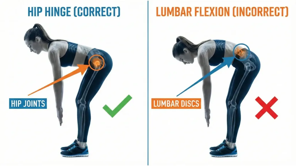 Hip Hinge vs lumbar flexion 