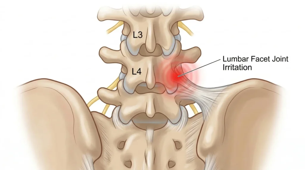 Lumbar facet joint irritation causing Lower back pain 