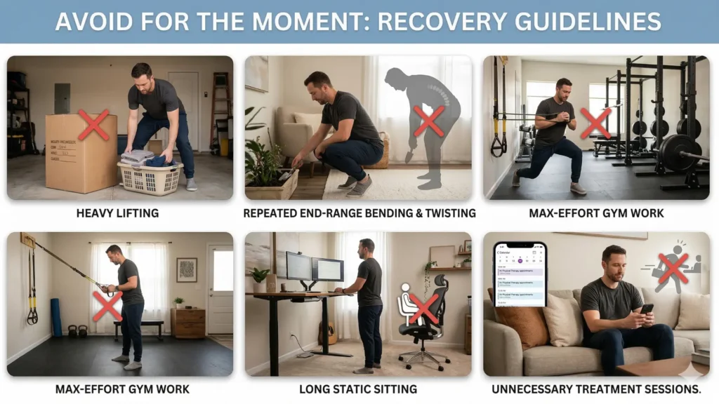 movements to avoid in case of lower back pain