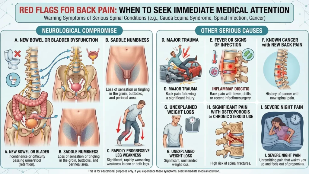 red flags for lower back pain after bending over